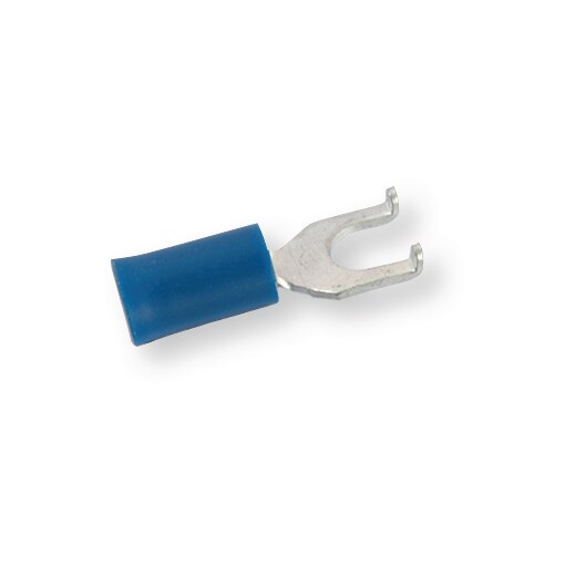 Terminal de forquilha curva Ø5,3 com isolamento azul